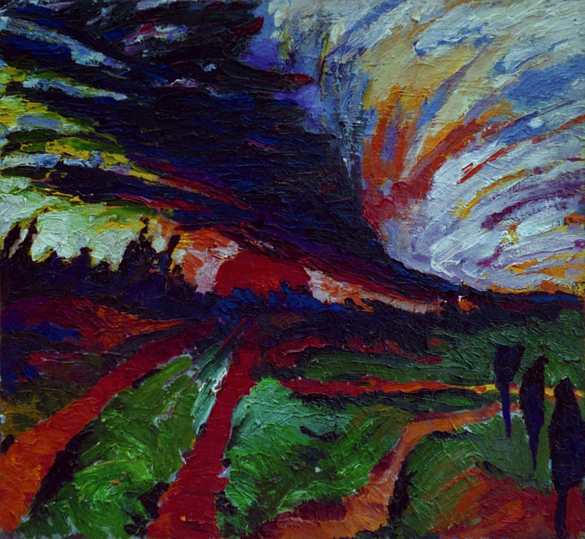 Gemälde: Landschaft mit Bew&auml;sserungsgr&auml;ben - Ölgemälde von TM Rotschönberg